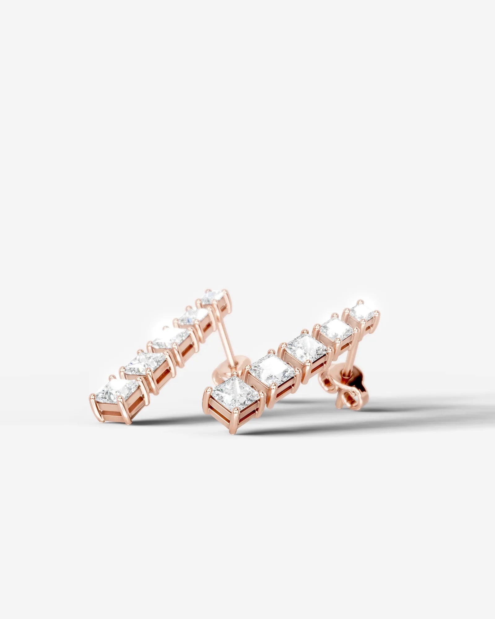 Genevieve Lab Grown Diamond Earrings Princess - Rose Gold
