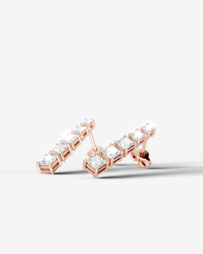 Genevieve Lab Grown Diamond Earrings Princess - Rose Gold