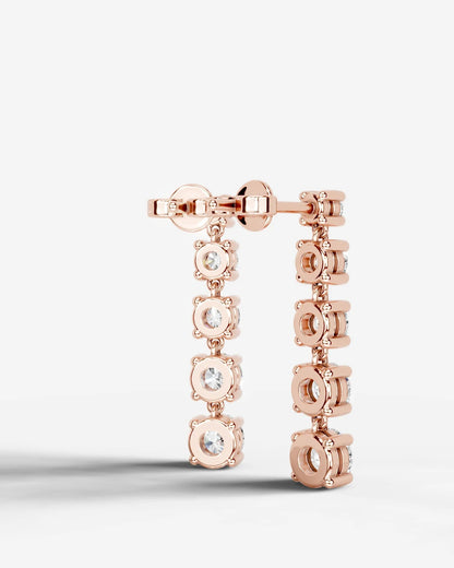 Genevieve Lab Grown Diamond Earrings Round - Rose Gold