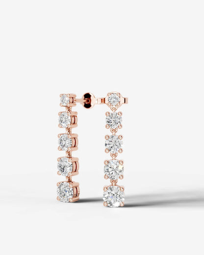 Genevieve Lab Grown Diamond Earrings Round - Rose Gold