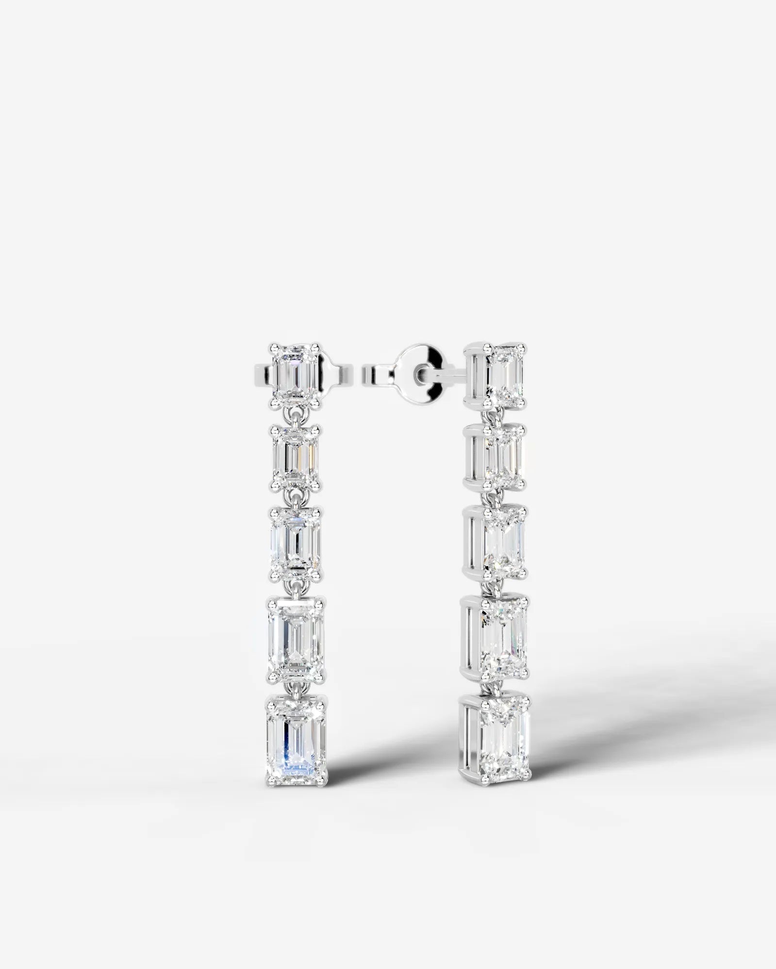 Genevieve Lab Grown Diamond Earrings Emerald - White Gold