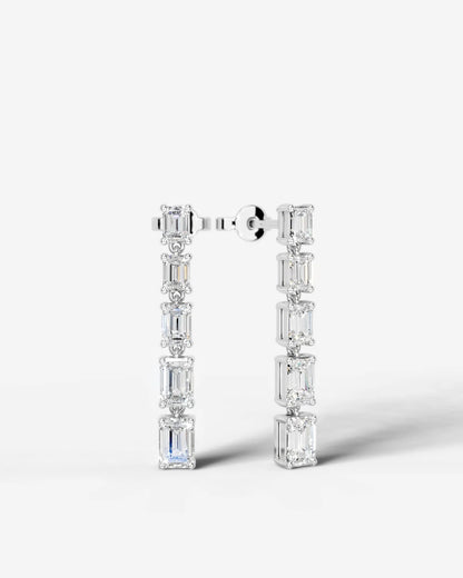 Genevieve Lab Grown Diamond Earrings Emerald - White Gold