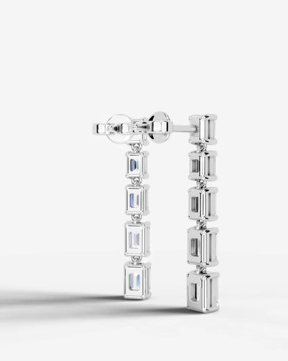 Genevieve Lab Grown Diamond Earrings Emerald - White Gold