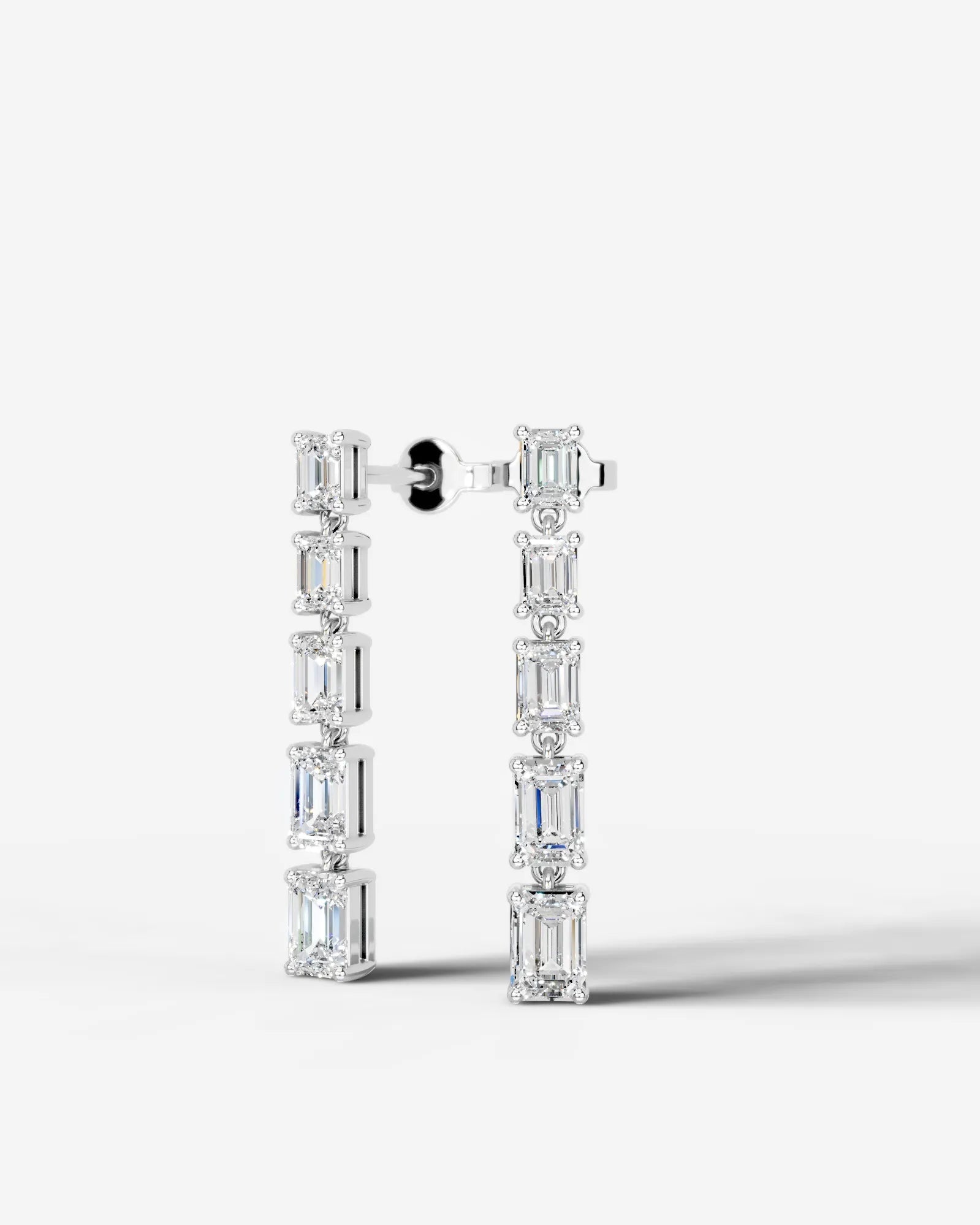 Genevieve Lab Grown Diamond Earrings Emerald - White Gold