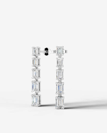 Genevieve Lab Grown Diamond Earrings Emerald - White Gold