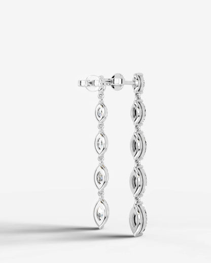 Genevieve Lab Grown Diamond Earrings Marquise - Platinum