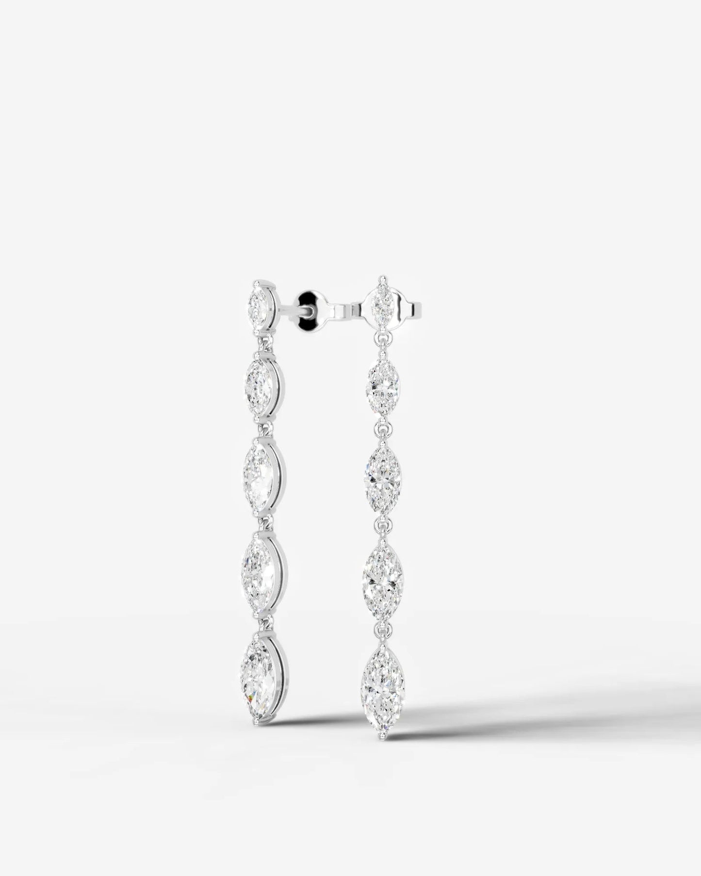 Genevieve Lab Grown Diamond Earrings Marquise - White Gold