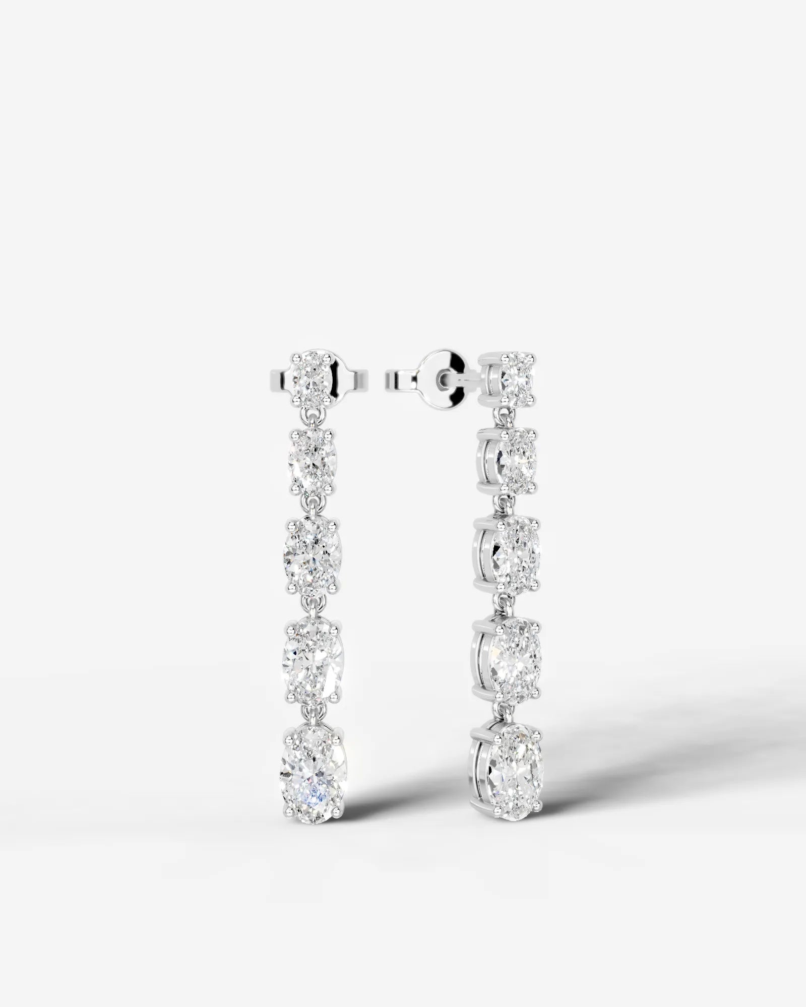 Genevieve Lab Grown Diamond Earrings Oval - White Gold