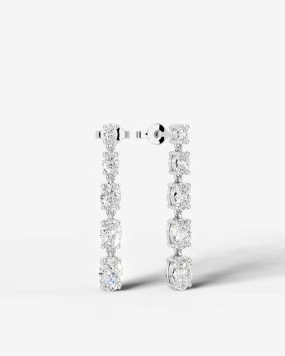 Genevieve Lab Grown Diamond Earrings Oval - White Gold