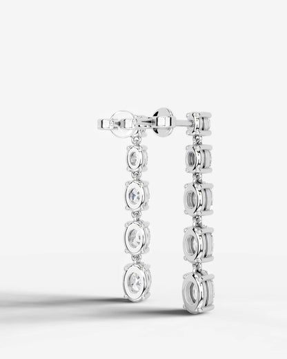Genevieve Lab Grown Diamond Earrings Oval - White Gold