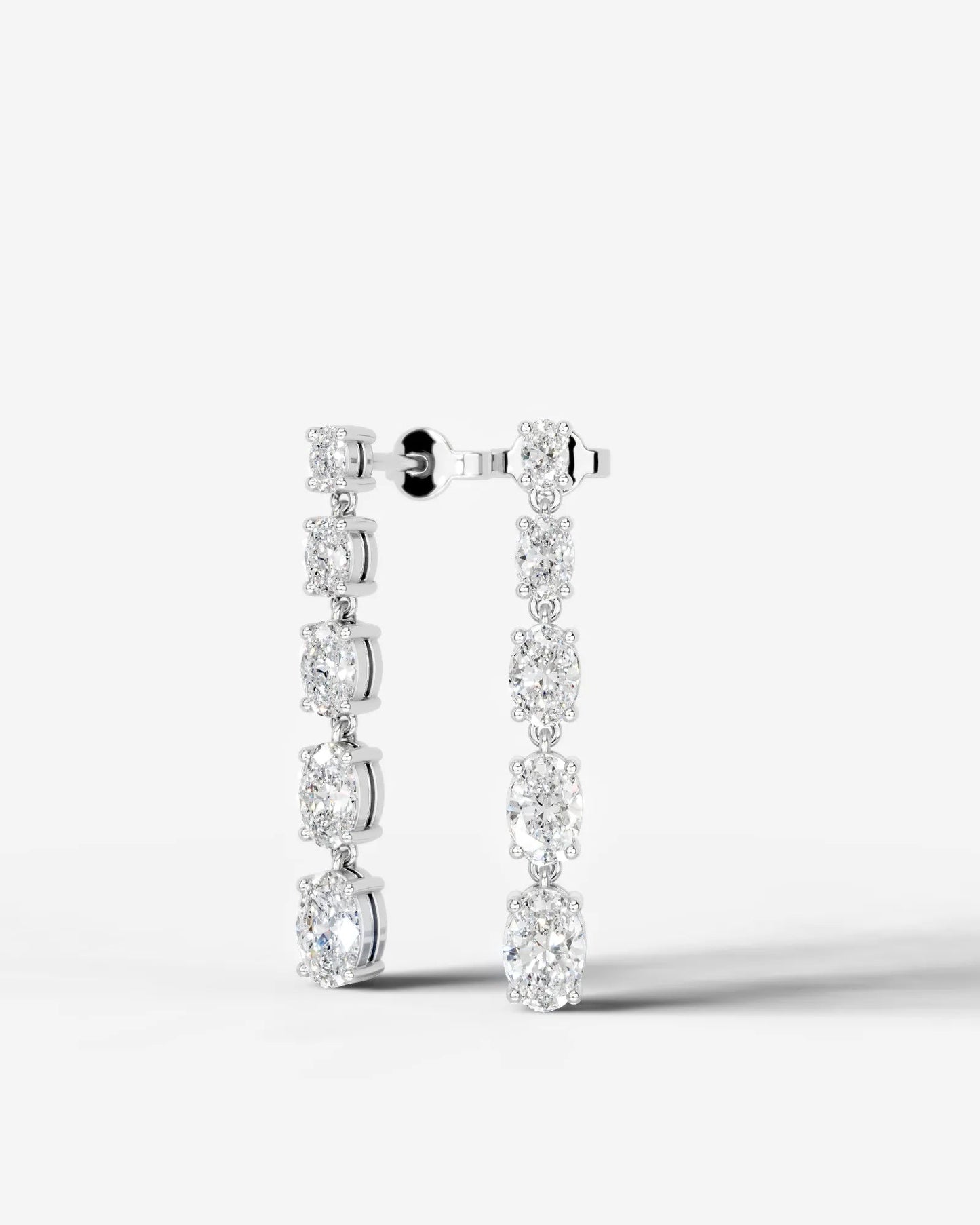 Genevieve Lab Grown Diamond Earrings Oval - White Gold