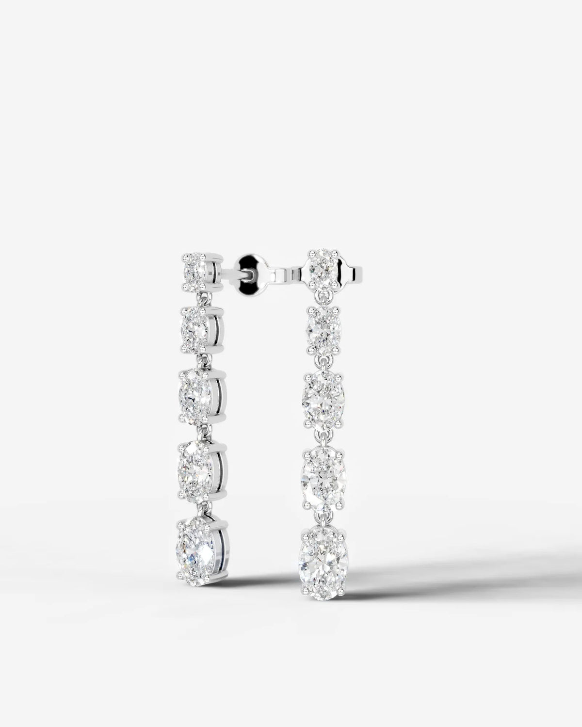 Genevieve Lab Grown Diamond Earrings Oval - White Gold