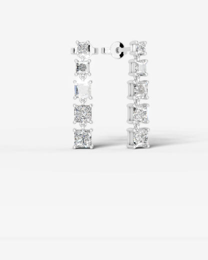 Genevieve Lab Grown Diamond Earrings Princess - White Gold