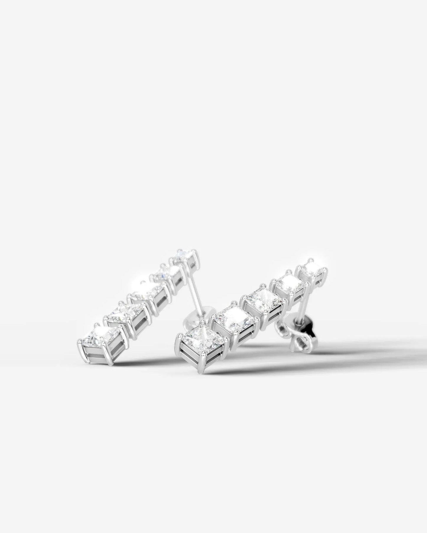 Genevieve Lab Grown Diamond Earrings Princess - White Gold