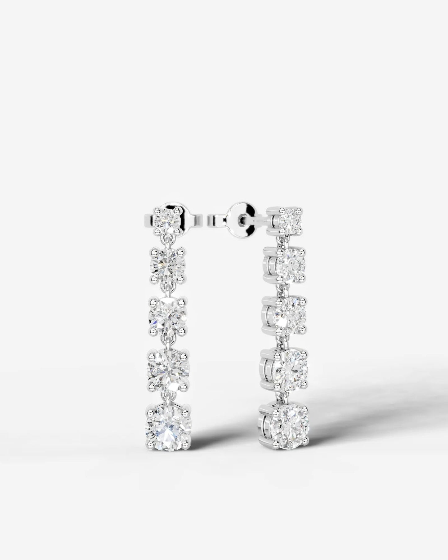 Genevieve Lab Grown Diamond Earrings Round - White Gold