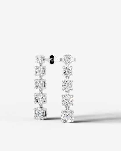 Genevieve Lab Grown Diamond Earrings Round - White Gold