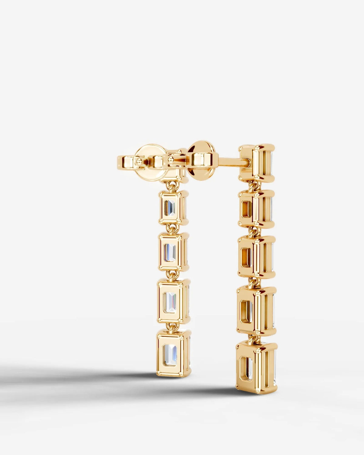 Genevieve Lab Grown Diamond Earrings Emerald - Yellow Gold