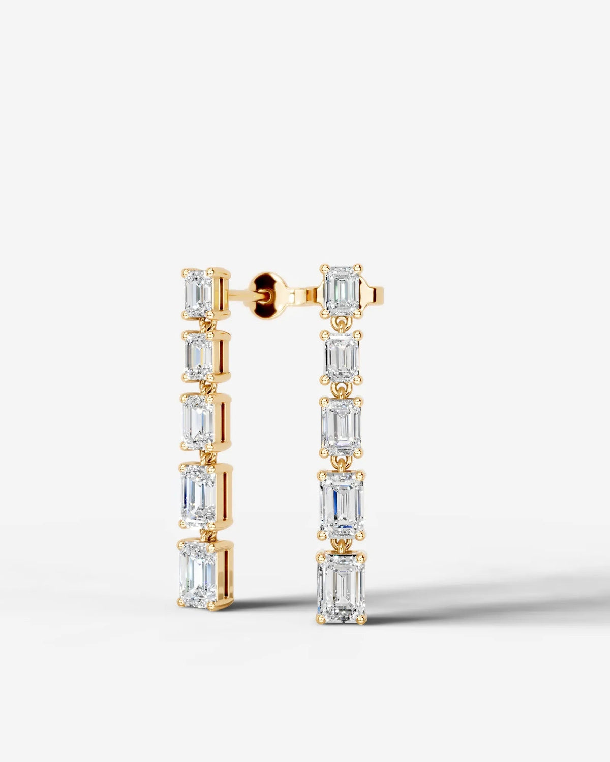 Genevieve Lab Grown Diamond Earrings Emerald - Yellow Gold