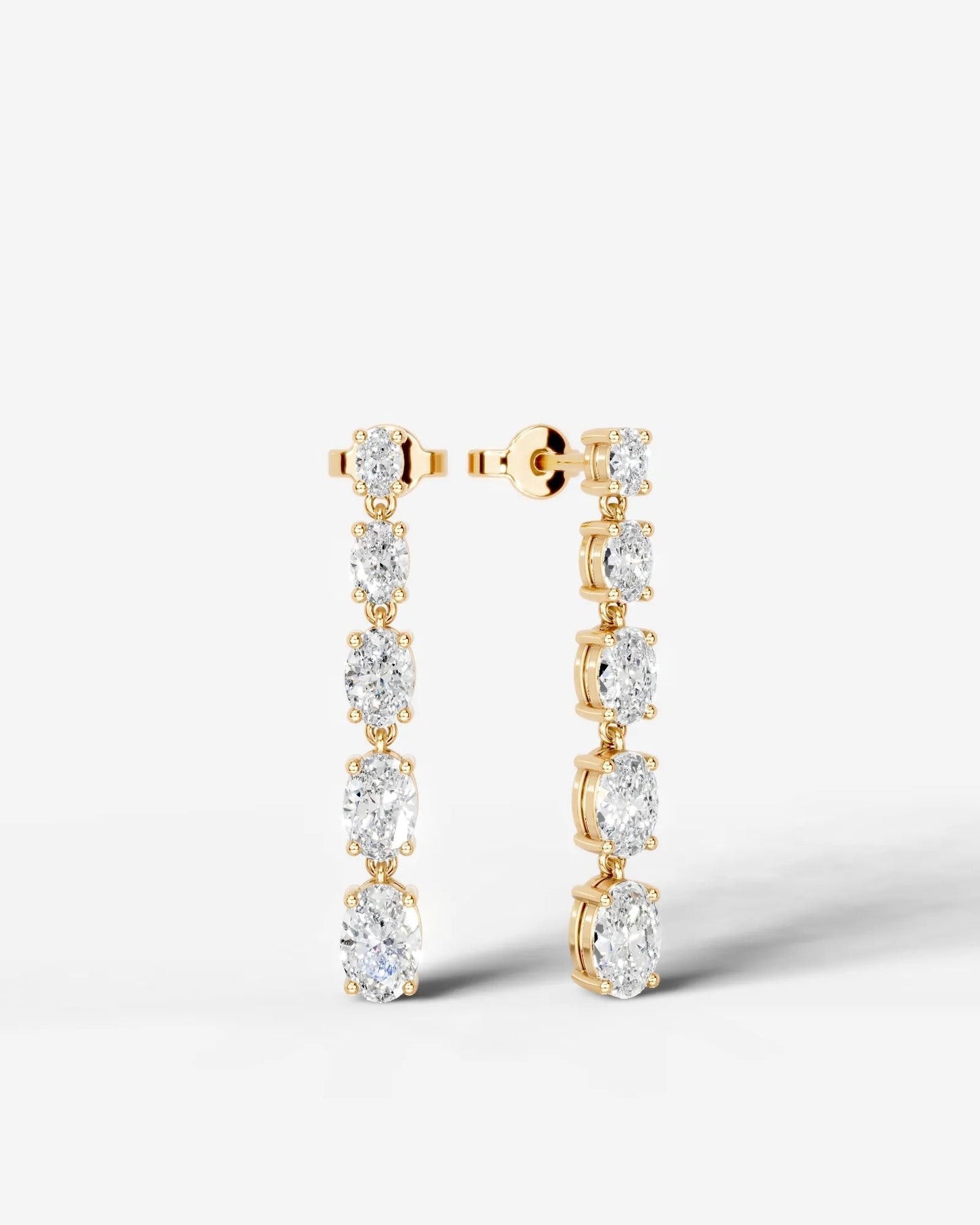 Genevieve Lab Grown Diamond Earrings Oval - Yellow Gold