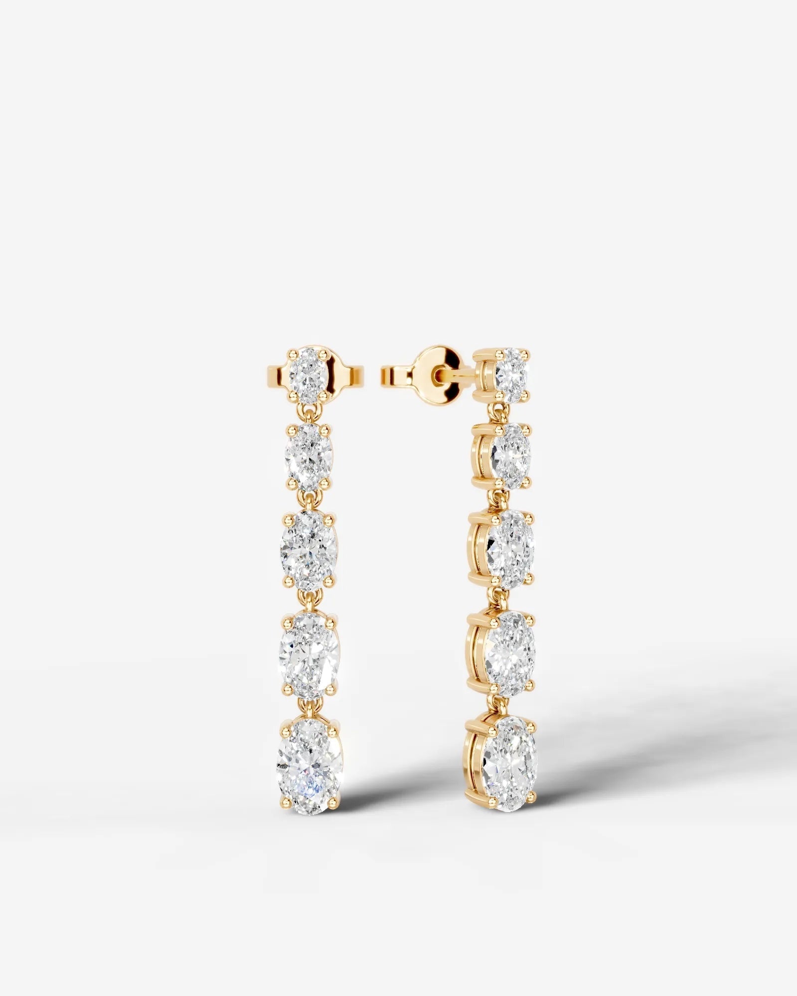 Genevieve Lab Grown Diamond Earrings Oval - Yellow Gold