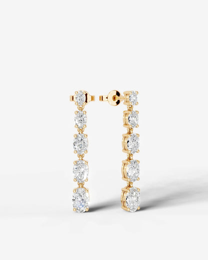 Genevieve Lab Grown Diamond Earrings Oval - Yellow Gold