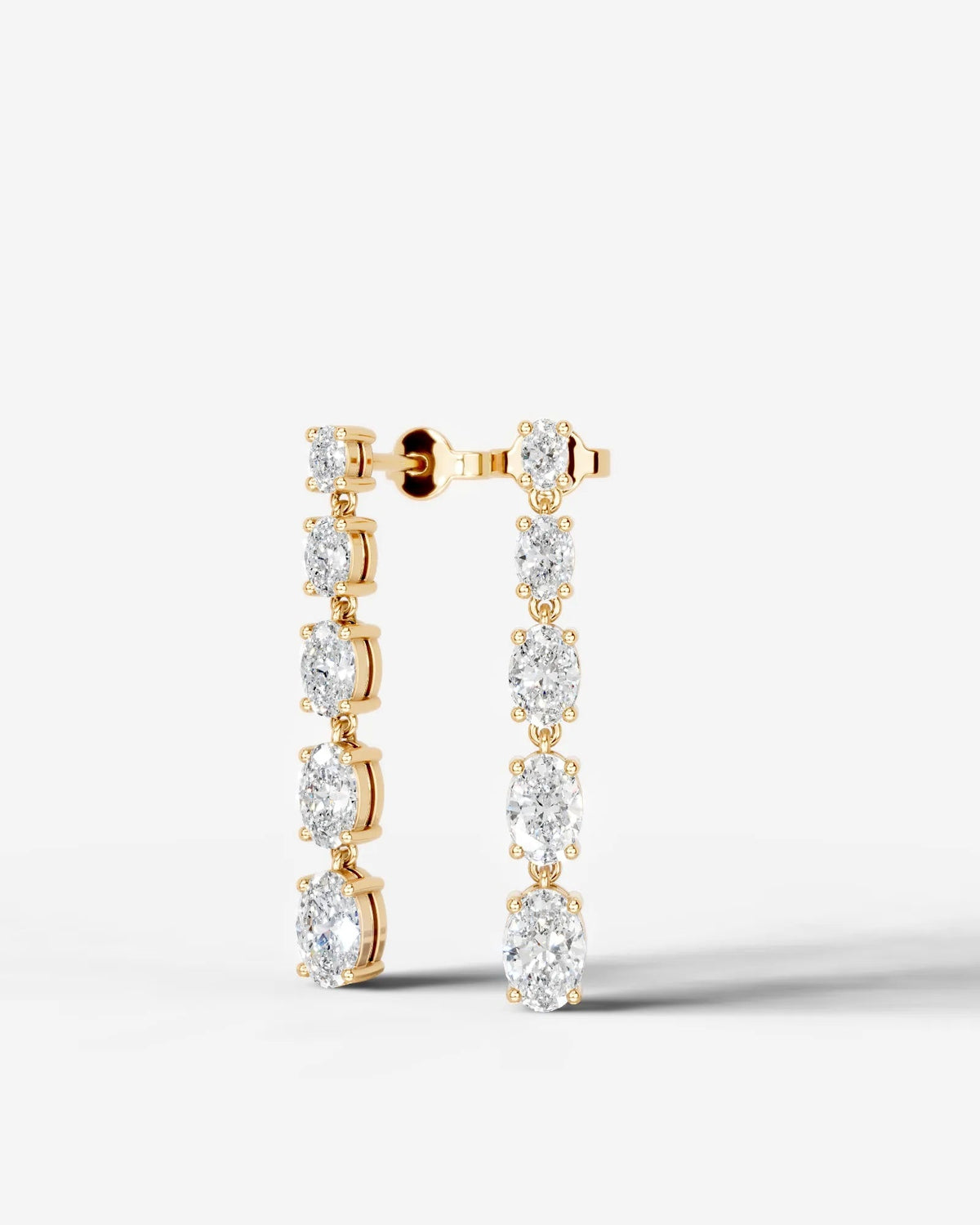 Genevieve Lab Grown Diamond Earrings Oval - Yellow Gold