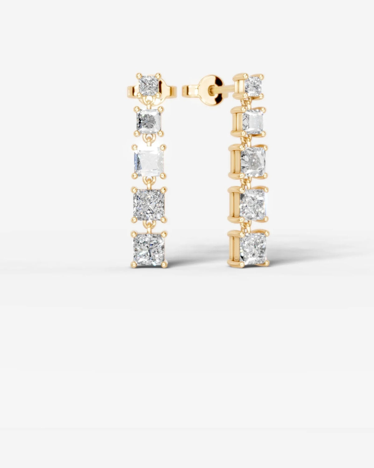 Genevieve Lab Grown Diamond Earrings Princess - Yellow Gold