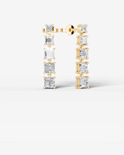Genevieve Lab Grown Diamond Earrings Princess - Yellow Gold