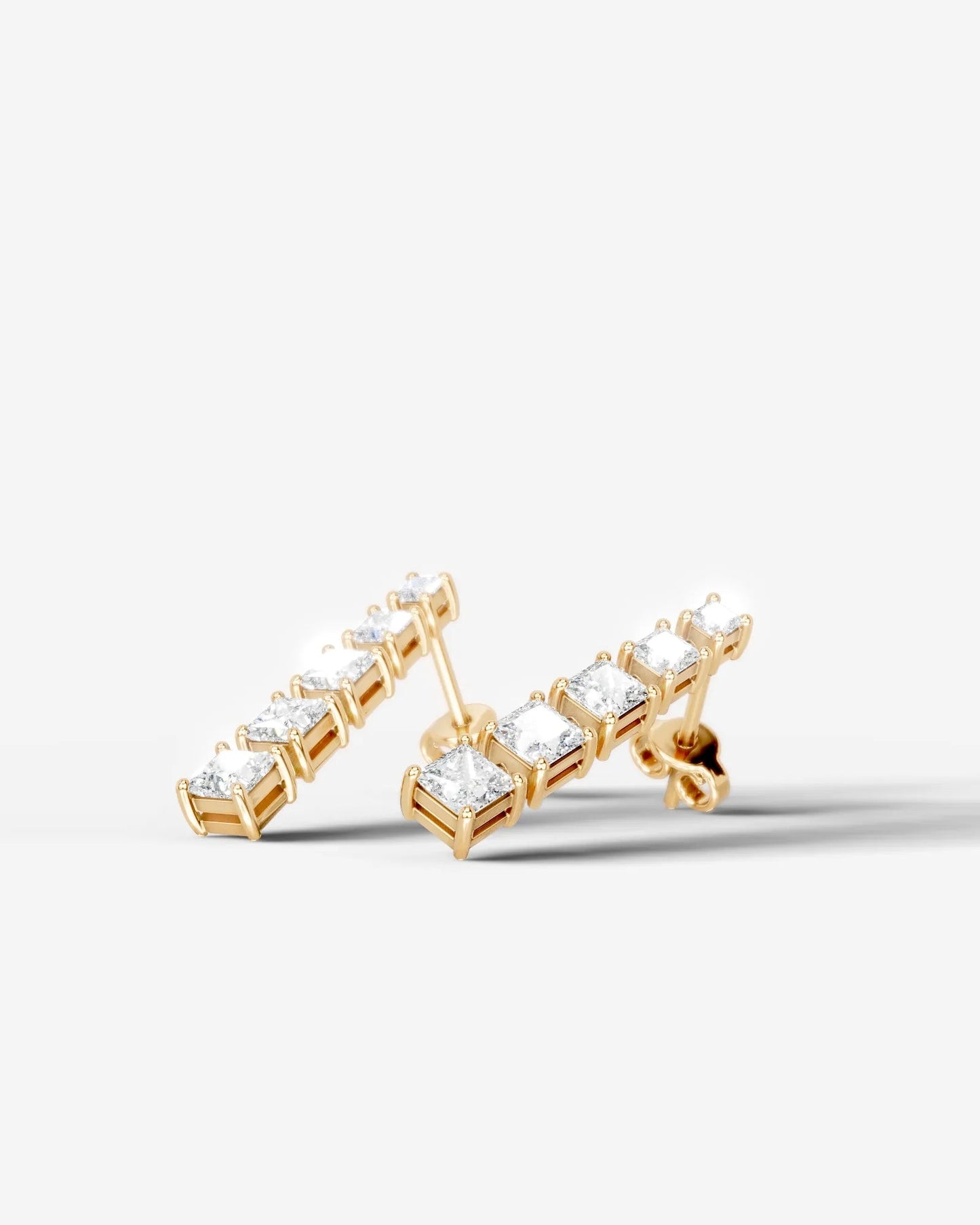 Genevieve Lab Grown Diamond Earrings Princess - Yellow Gold