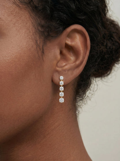 Genevieve Lab Grown Diamond Earrings Round - Yellow Gold
