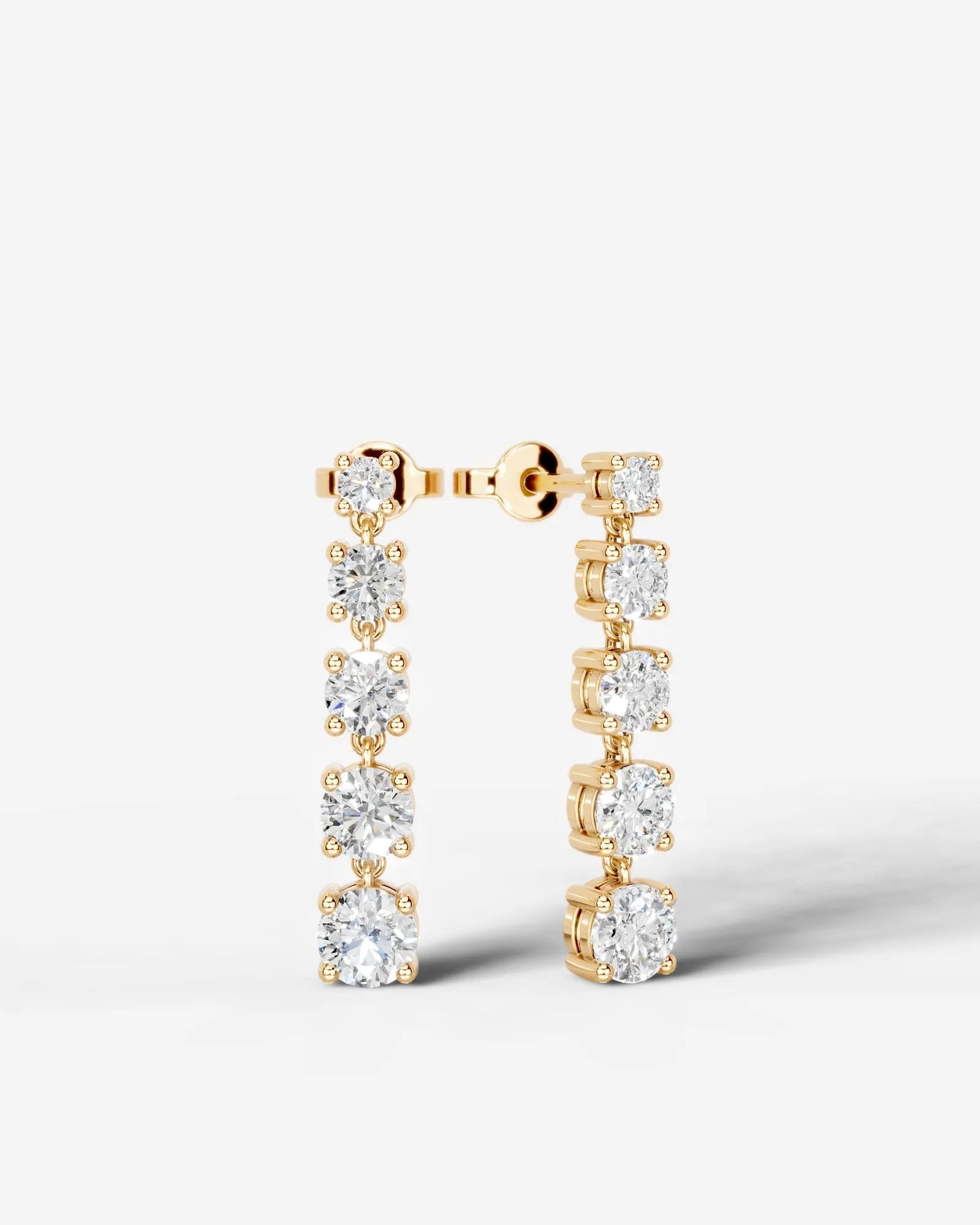 Genevieve Lab Grown Diamond Earrings Round - Yellow Gold