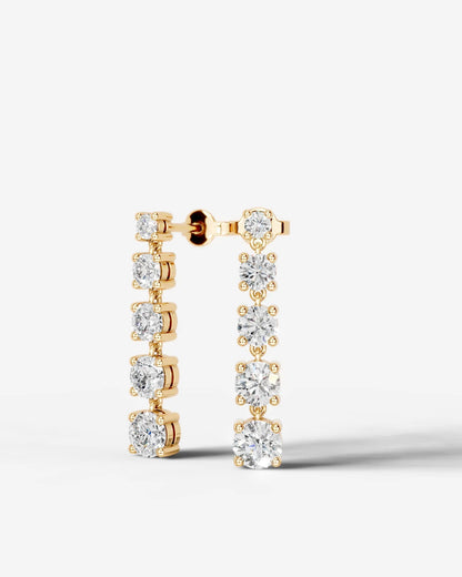 Genevieve Lab Grown Diamond Earrings Round - Yellow Gold