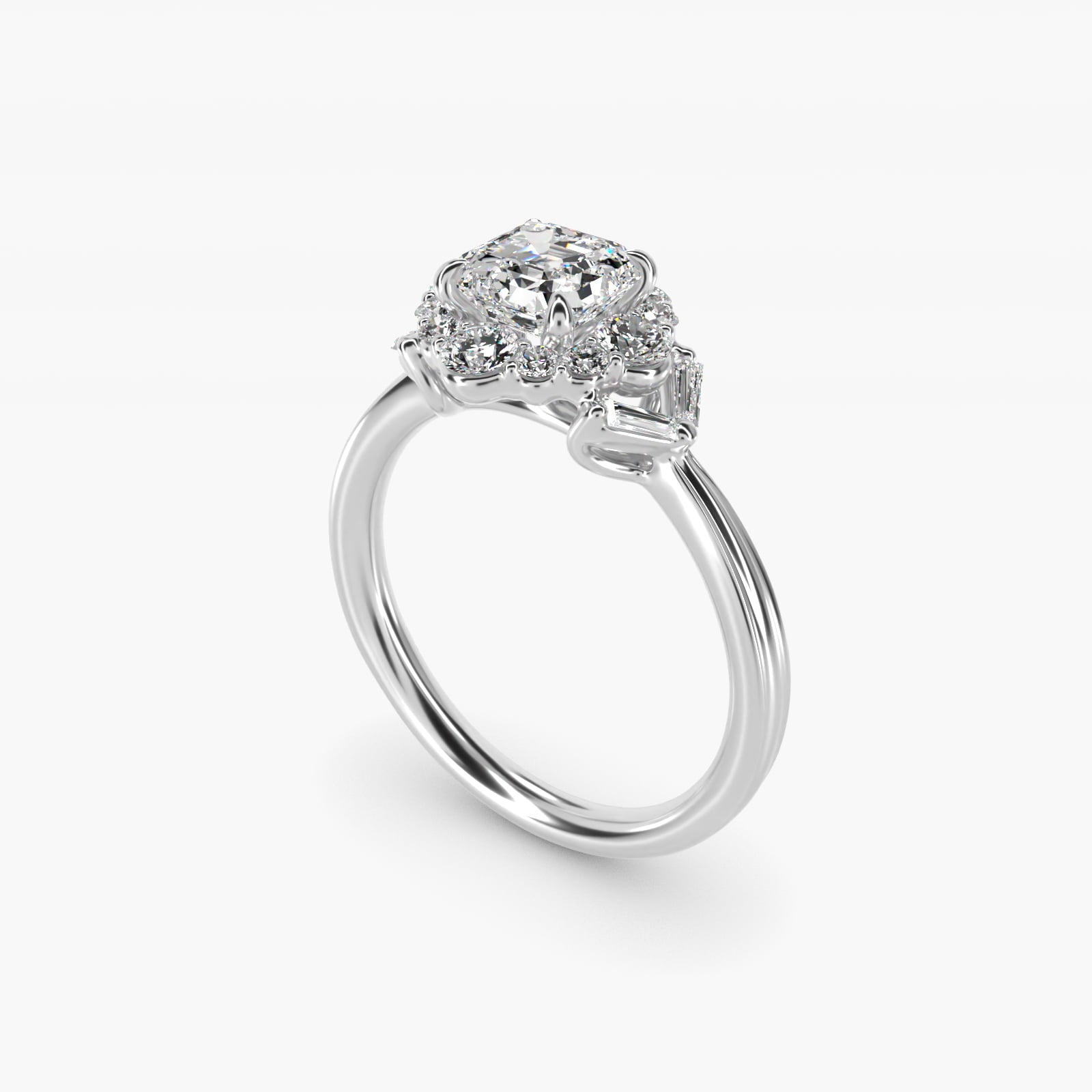 Glamour Halo Vintage-Style Engagement Ring In 18k White Gold By James Allen - Asscher Center