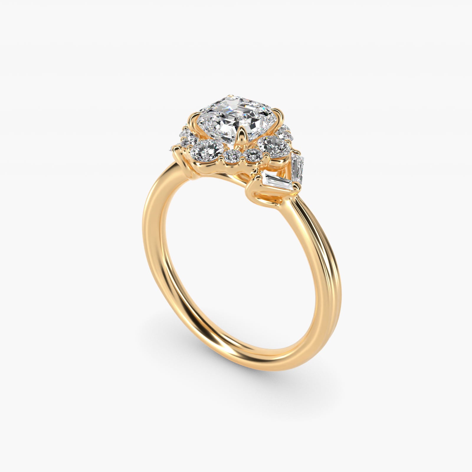 Glamour Halo Vintage-Style Engagement Ring In 14K Yellow Gold By James Allen - Asscher Center