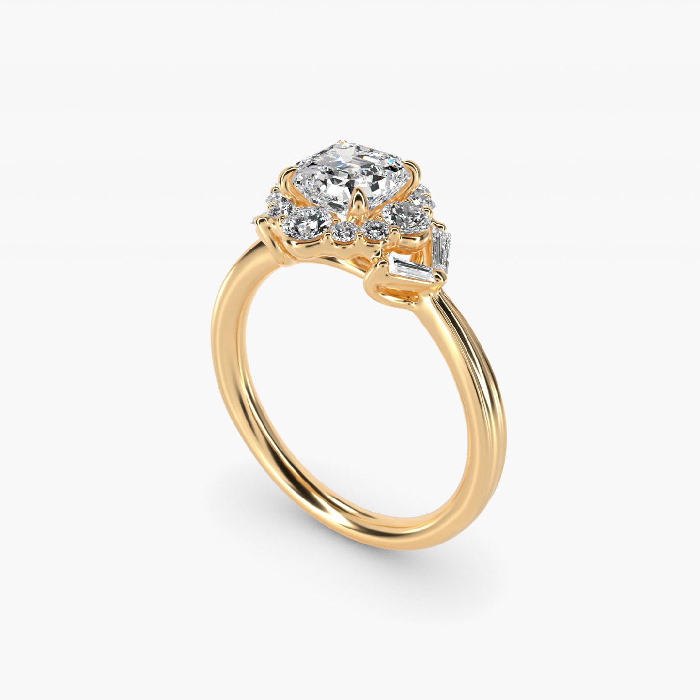 Glamour Halo Vintage-Style Engagement Ring In 18k Yellow Gold By James Allen - Asscher Center