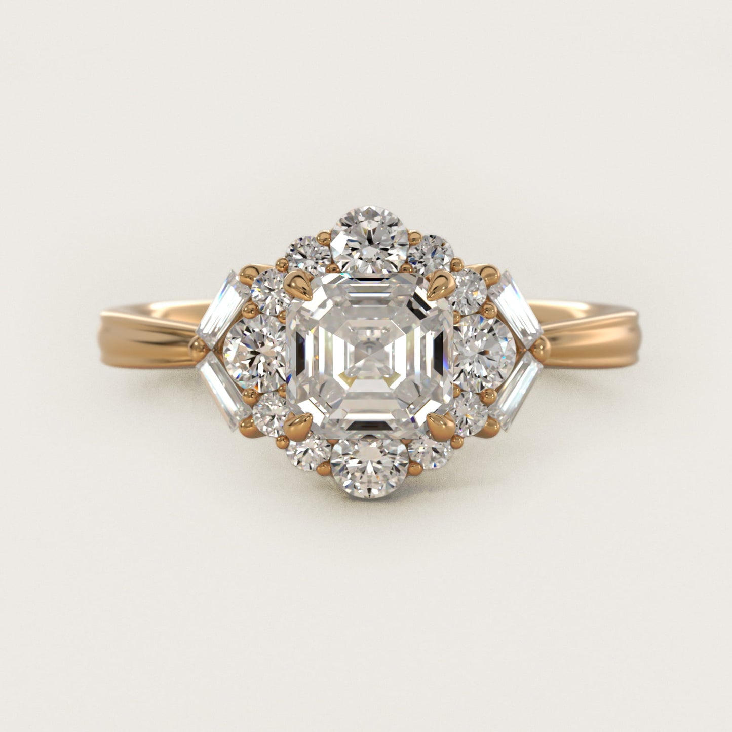 Glamour Halo Vintage-Style Engagement Ring In 14K Yellow Gold By James Allen - Asscher Center