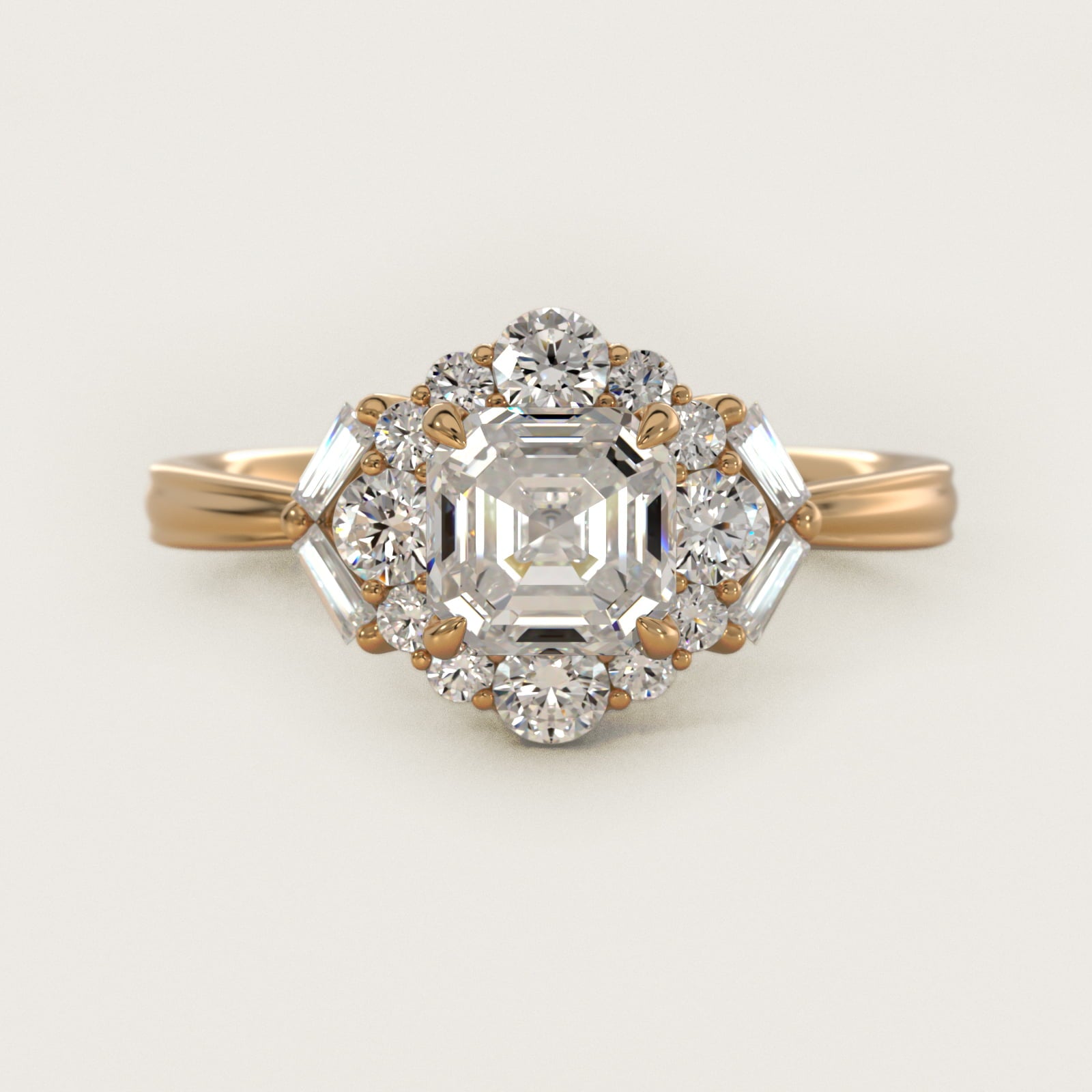 Glamour Halo Vintage-Style Engagement Ring In 18k Yellow Gold By James Allen - Asscher Center