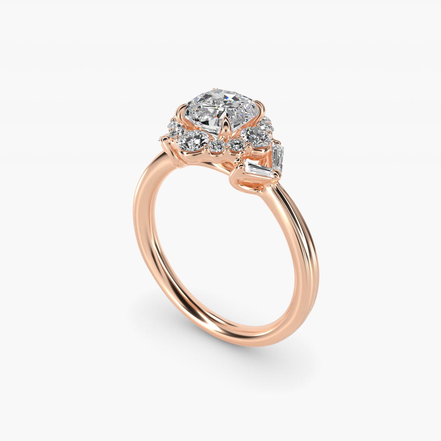 Glamour Halo Vintage-Style Engagement Ring In 14K Rose Gold By James Allen - Cushion Center