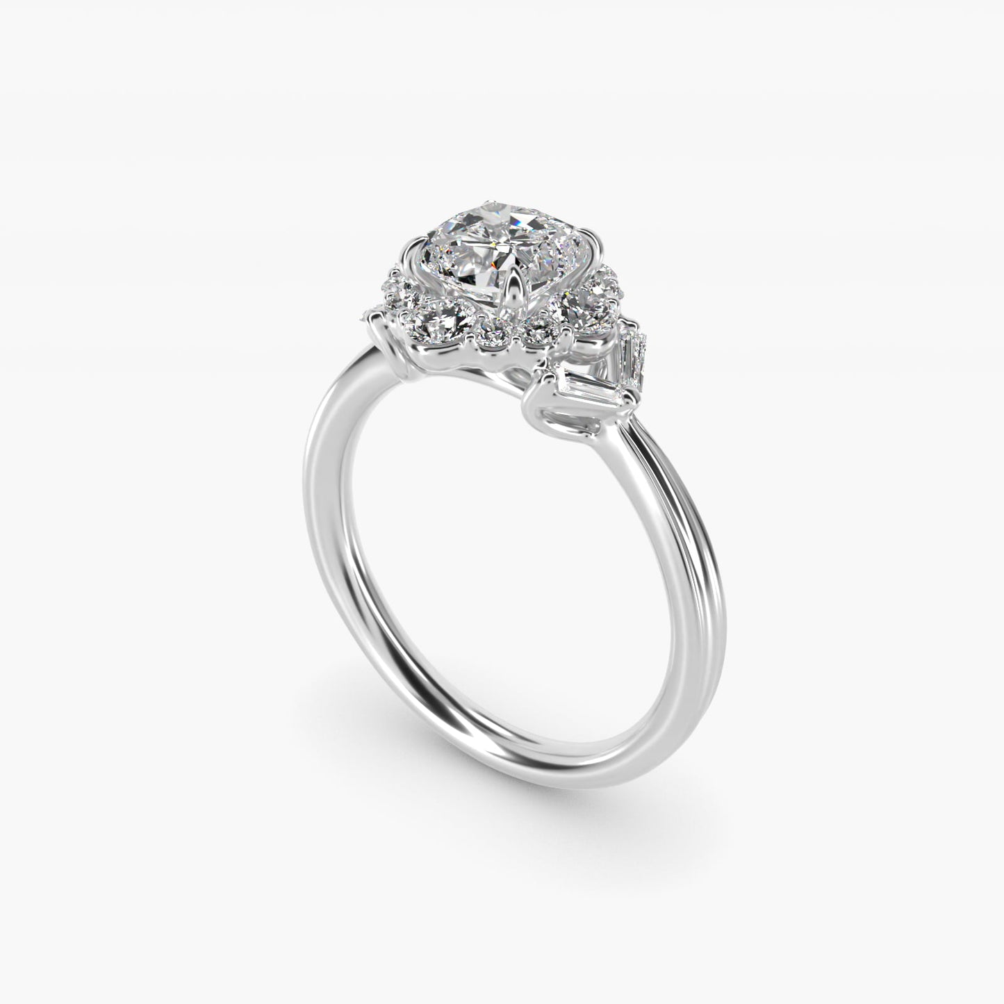 Glamour Halo Vintage-Style Engagement Ring In 14K White Gold By James Allen - Cushion Center