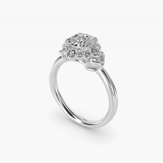 Glamour Halo Vintage-Style Engagement Ring In Platinum By James Allen - Cushion Center
