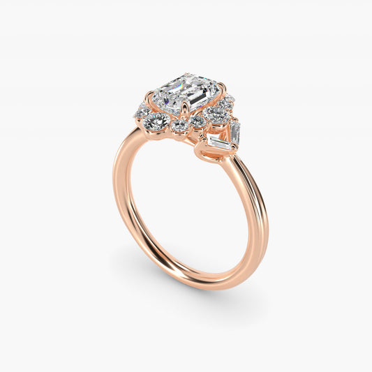 Glamour Halo Vintage-Style Engagement Ring In 14K Rose Gold By James Allen - Emerald Center