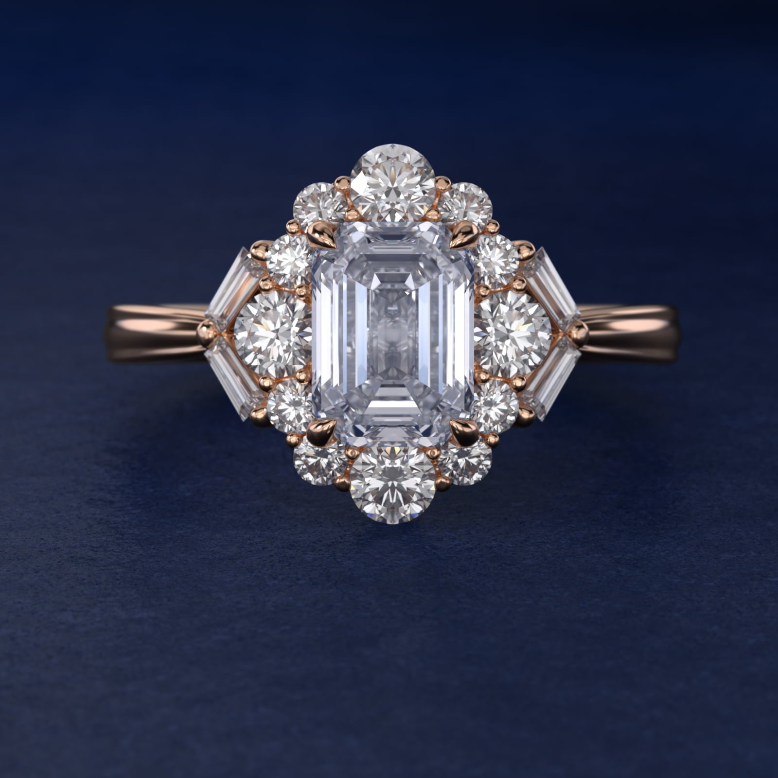 Glamour Halo Vintage-Style Engagement Ring In 14K Rose Gold By James Allen - Emerald Center