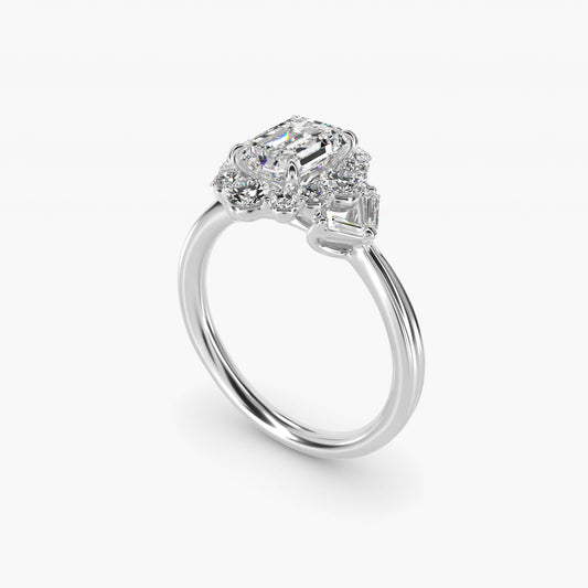 Glamour Halo Vintage-Style Engagement Ring In 18k White Gold By James Allen - Emerald Center