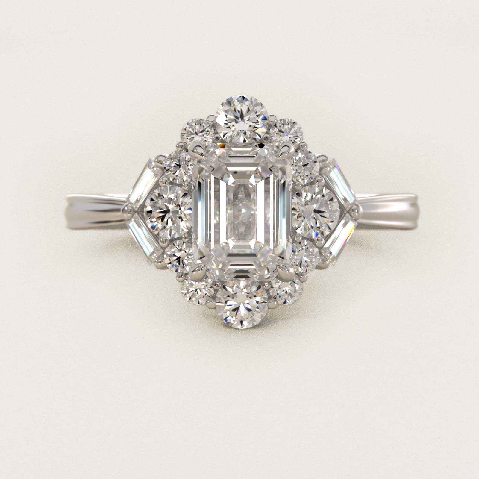 Glamour Halo Vintage-Style Engagement Ring In 14K White Gold By James Allen - Emerald Center