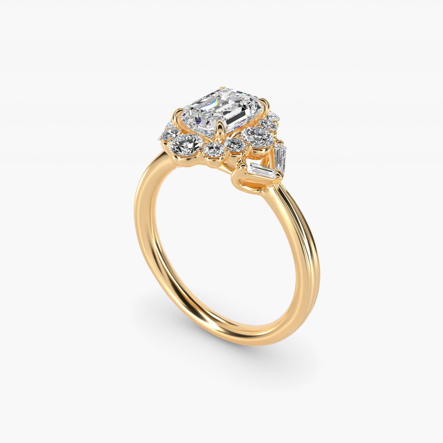 Glamour Halo Vintage-Style Engagement Ring In 14K Yellow Gold By James Allen - Emerald Center