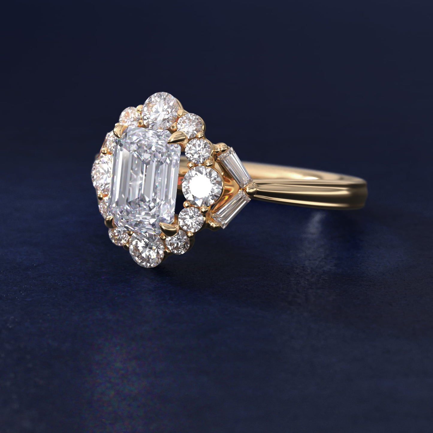 Glamour Halo Vintage-Style Engagement Ring In 14K Yellow Gold By James Allen - Emerald Center