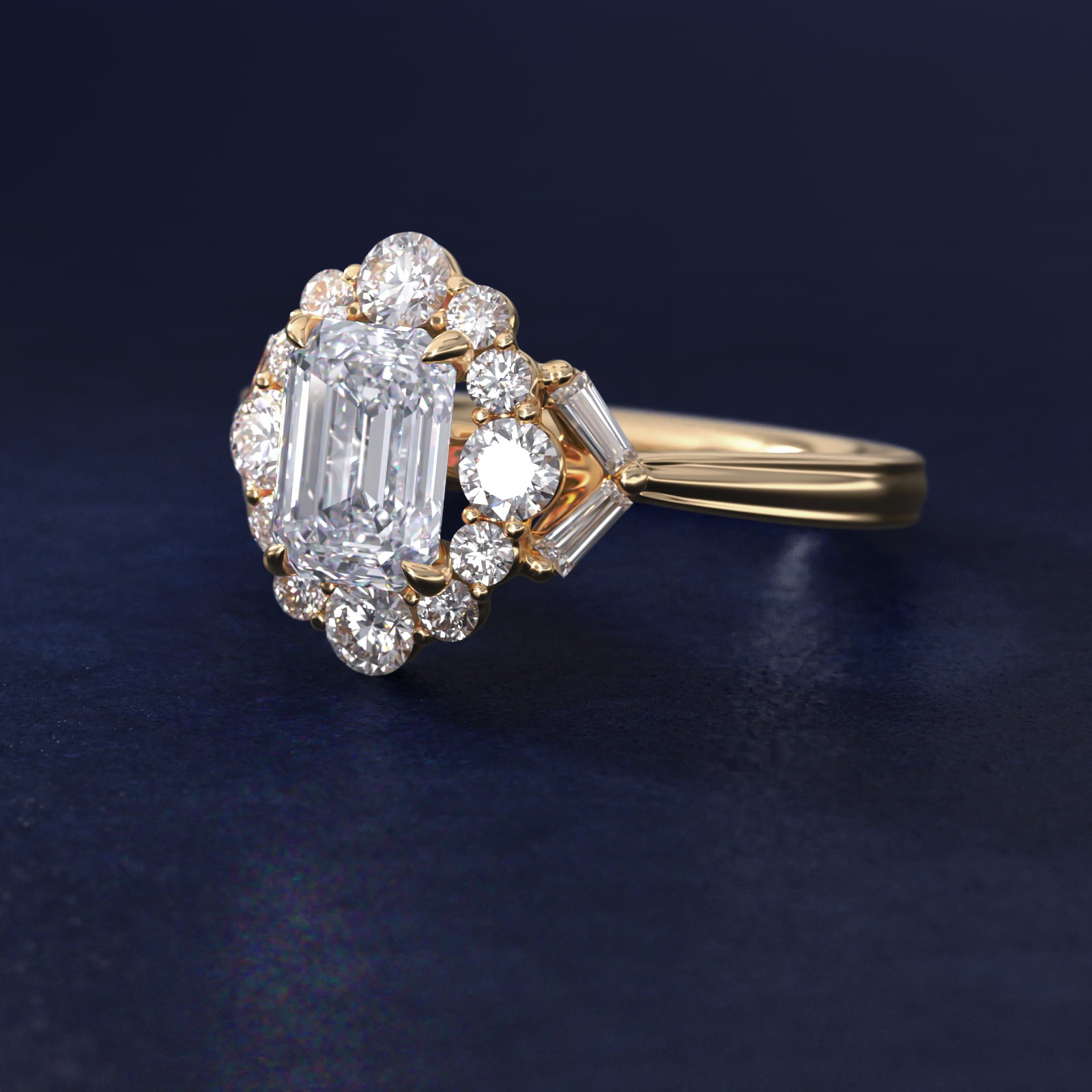 Glamour Halo Vintage-Style Engagement Ring In 14K Yellow Gold By James Allen - Emerald Center