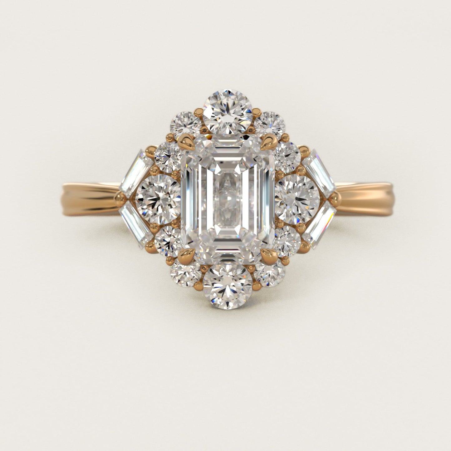 Glamour Halo Vintage-Style Engagement Ring In 14K Yellow Gold By James Allen - Emerald Center