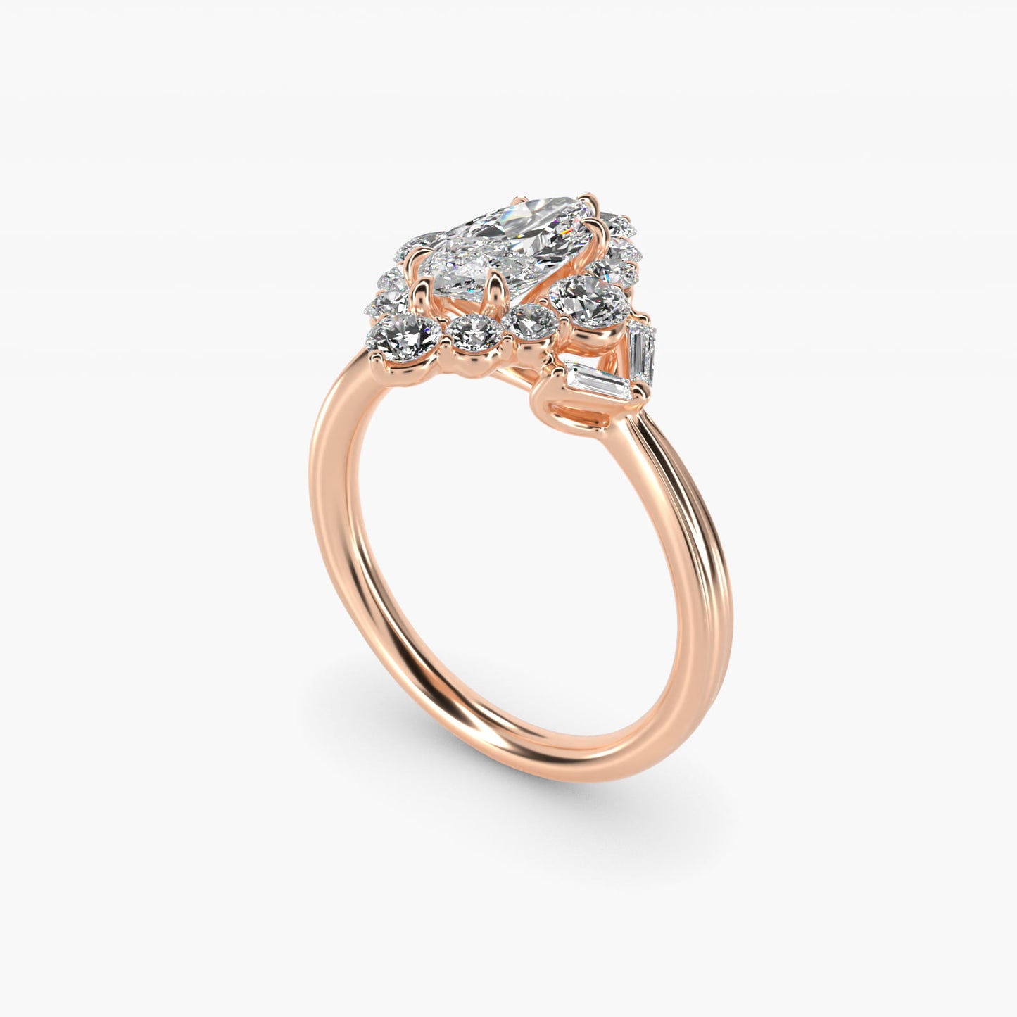 Glamour Halo Vintage-Style Engagement Ring In 14K Rose Gold By James Allen - Marquise Center
