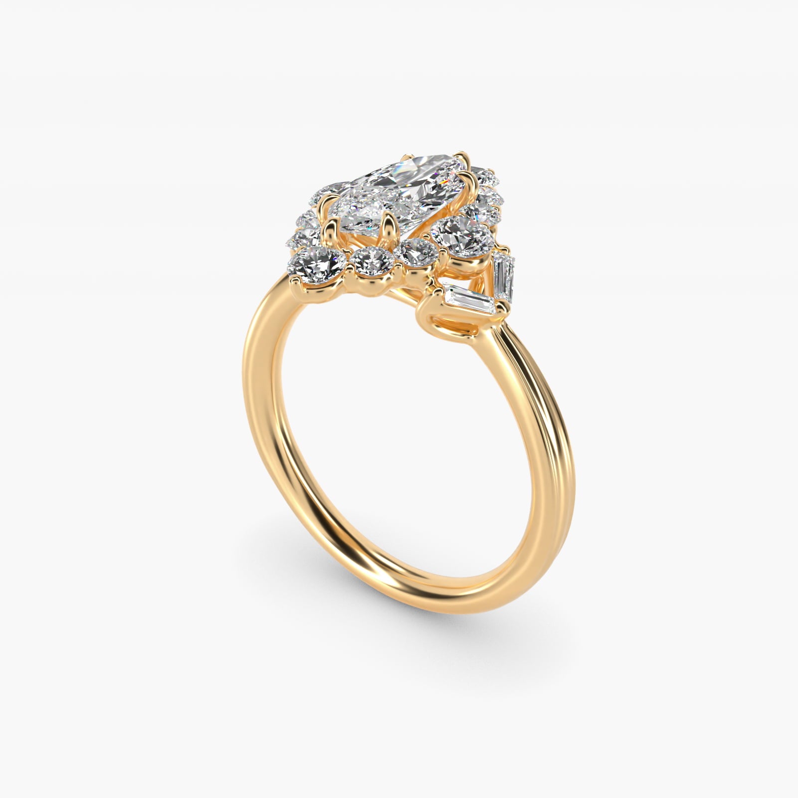 Glamour Halo Vintage-Style Engagement Ring In 14K Yellow Gold By James Allen - Marquise Center